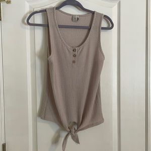 Neutral waffle knit top